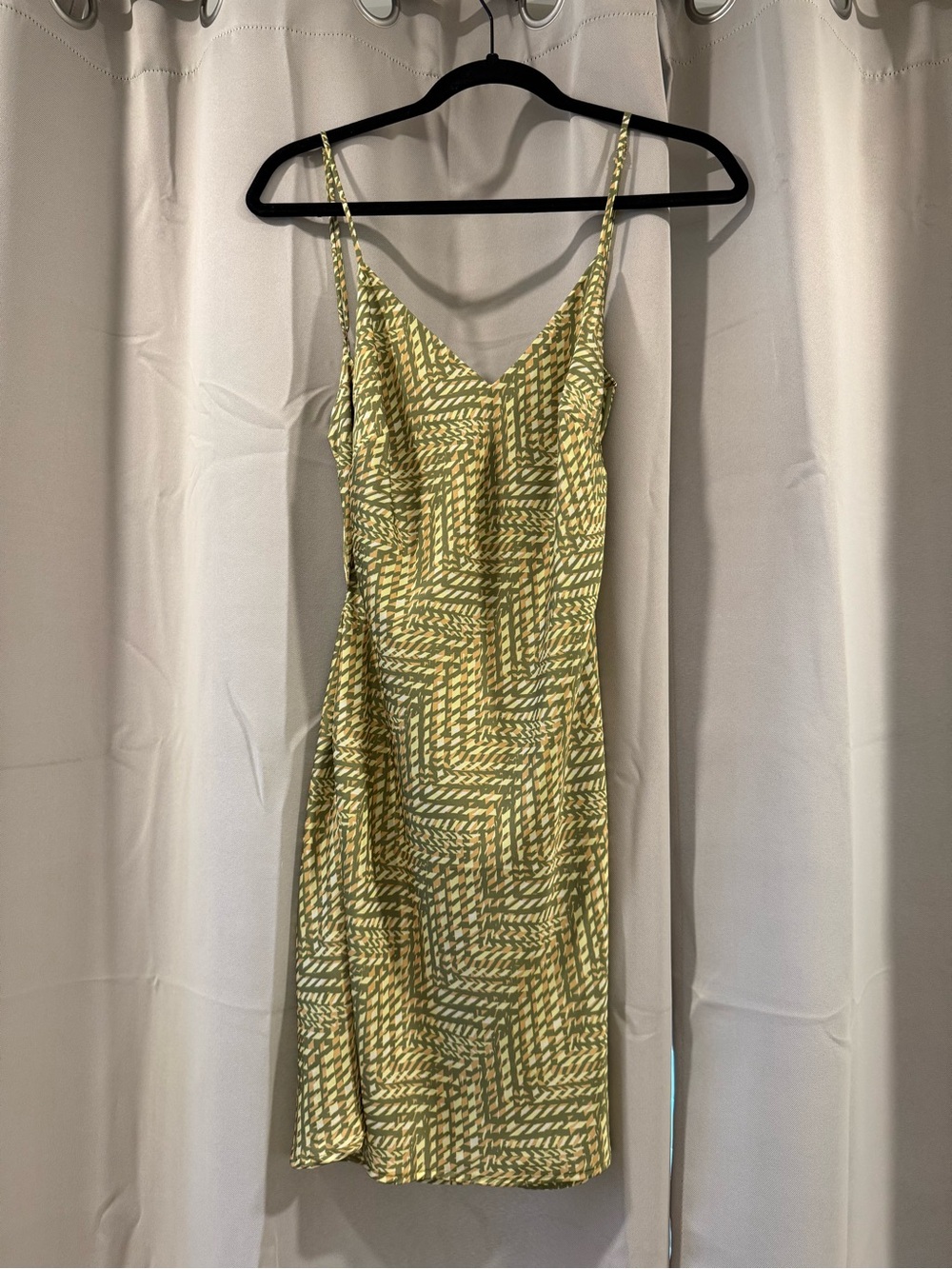 Yellow Green Patterned Slip Dress